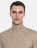 Beige Coltrui Heren  Zandkleur Turtleneck Trui