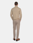 Beige Trui Heren Zandkleur Quarter Zip Sweater