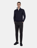 Donkerblauwe Trui Heren  Navy Quarter Zip Sweater