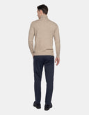 Beige Coltrui Heren  Zandkleur Turtleneck Trui