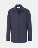 Firenze Slim Fit Overhemd Donkerblauw Textuur