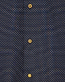 Firenze Slim Fit Overhemd Donkerblauw Textuur