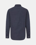 Firenze Slim Fit Overhemd Donkerblauw Textuur