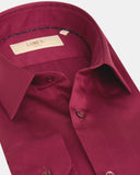 Palermo Slim Fit Overhemd Bordeauxrood
