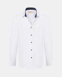 Portofino Overhemd Wit Navy Contrast