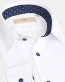 Portofino Overhemd Wit Navy Contrast