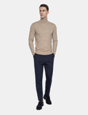 Beige Coltrui Heren  Zandkleur Turtleneck Trui
