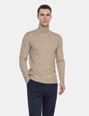 Beige Coltrui Heren  Zandkleur Turtleneck Trui