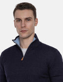Donkerblauwe Trui Heren  Navy Quarter Zip Sweater