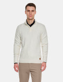 Witte Trui Heren  Cable Knit Sweater met Knoopjes