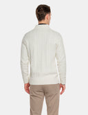 Witte Trui Heren  Cable Knit Sweater met Knoopjes