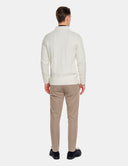 Witte Trui Heren  Cable Knit Sweater met Knoopjes