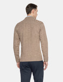 Grijze Trui Heren  Cable Knit Sweater met Knoopjes