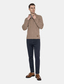 Grijze Trui Heren  Cable Knit Sweater met Knoopjes