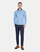 Lichtblauwe Trui Heren  Sky Blue Quarter Zip Sweater