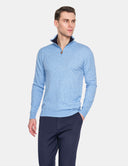 Lichtblauwe Trui Heren  Sky Blue Quarter Zip Sweater