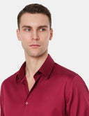 Palermo Slim Fit Overhemd Bordeauxrood