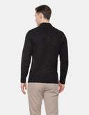 Zwarte Polo Trui Heren  Gebreide Sweater met Kraag