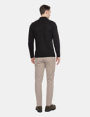 Zwarte Polo Trui Heren  Gebreide Sweater met Kraag