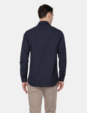 Firenze Slim Fit Overhemd Donkerblauw Textuur