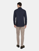 Firenze Slim Fit Overhemd Donkerblauw Textuur
