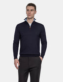 Donkerblauwe Trui Heren  Navy Quarter Zip Sweater