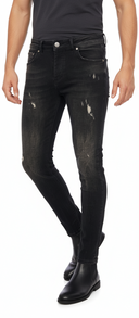 Zwarte Jeans Heren  Skinny Fit met Subtiele Distressing
