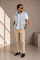 Lichtblauwe Velours Bodywarmer Heren – Premium Suède-Look