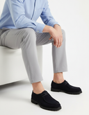 Zwarte Schoenen Heren Suède Veterschoenen Robuuste Zool