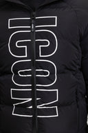 Zwarte Winterjas Heren  Puffer Jas Logo Print Capuchon
