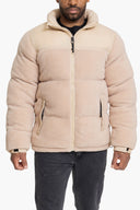 Beige Teddy Jas Heren  Sherpa Puffer Winterjas Capuchon
