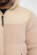 Beige Teddy Jas Heren  Sherpa Puffer Winterjas Capuchon