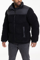 Zwarte Teddy Jas Heren  Sherpa Winterjas Gewatteerd Capuchon