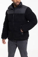 Zwarte Teddy Jas Heren  Sherpa Winterjas Gewatteerd Capuchon