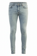 Grijsblauwe Skinny Jeans - Voorkant Minimale Distressing