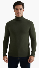 Kaki Legergroene Coltrui Heren - Turtleneck Model Voorkant