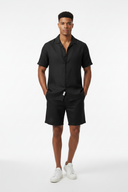 LUNETWEAR Black Linen 3-Piece Set - Shorts Front