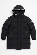 Zwarte Lange Parka - Voorkant Plat