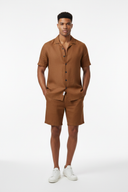 LUNETWEAR Brown Linen 3-Piece Set - Shorts Front