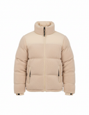 Beige Teddy Sherpa Puffer Jas - Voorkant Plat