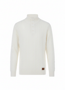 Witte Cable Knit Trui - Voorkant met Knoopdetails