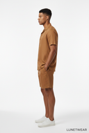 LUNETWEAR Brown Linen 3-Piece Set - Shorts Side