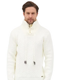 Witte Gebreide Trui met Rits en Toggle Details