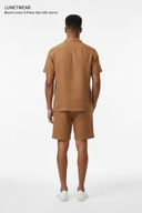 LUNETWEAR Brown Linen 3-Piece Set - Shorts Back