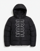 Zwarte Puffer Winterjas Logo - Voorkant Plat