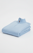 Lichtblauwe Sky Blue Quarter Zip Trui - Gevouwen Zijkant