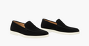 Zwarte Suède Loafers - Witte Zool Detail