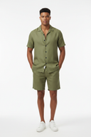 LUNETWEAR Green Linen 3-Piece Set - Shorts Front