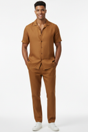 LUNETWEAR Brown Linen 3-Piece Set - Pants Front