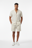 LUNETWEAR Off-White Linen 3-Piece Set - Shorts Front